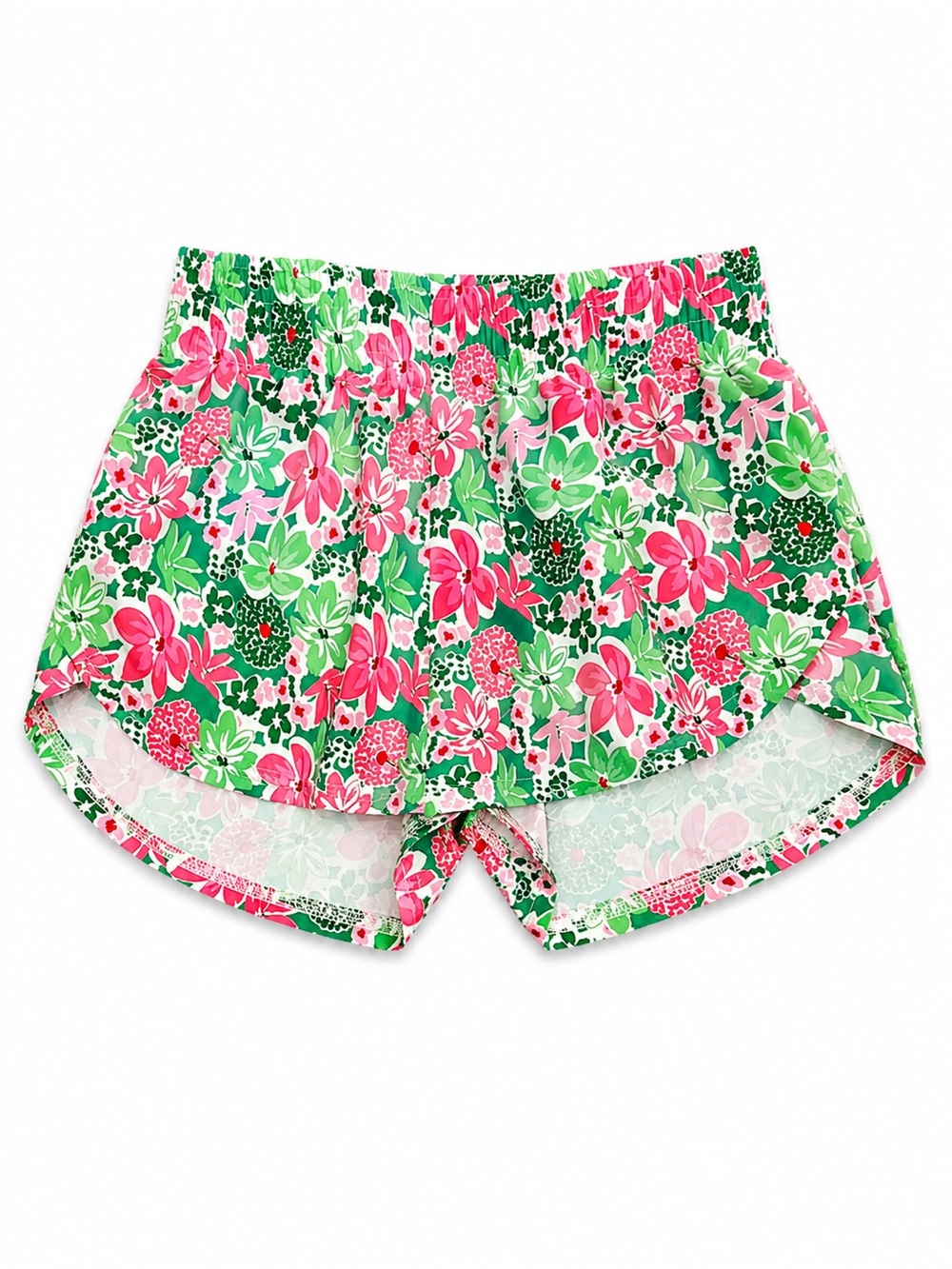 Azarhia Floral Print Pink & Green Athletic Shorts
